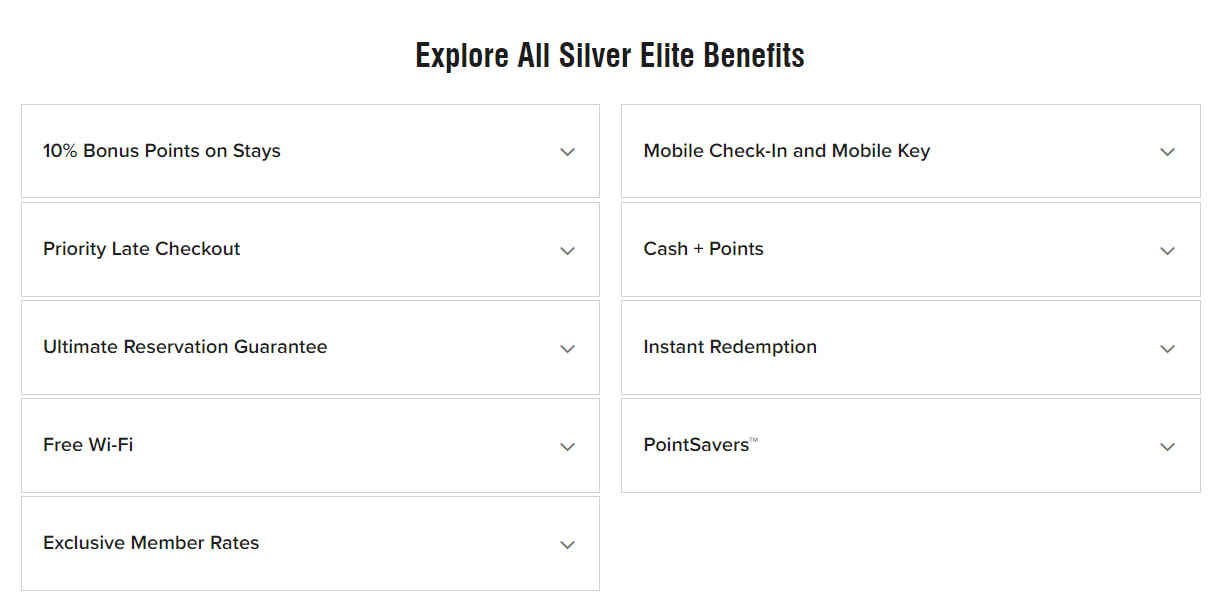 Marriott Bonvoy Silver Elite status benefits