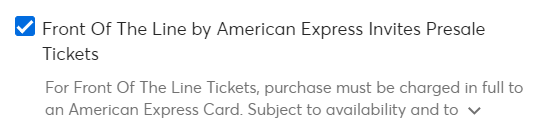 Front of the Line By American Express Invites Presale Tickets Option