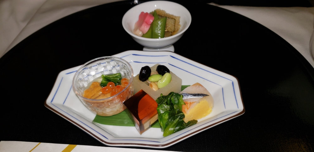ANA First Class Japanese meal 1