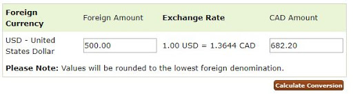TD USD exchange rate