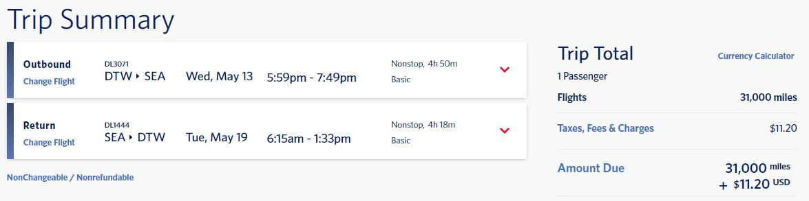 Delta flight redemption