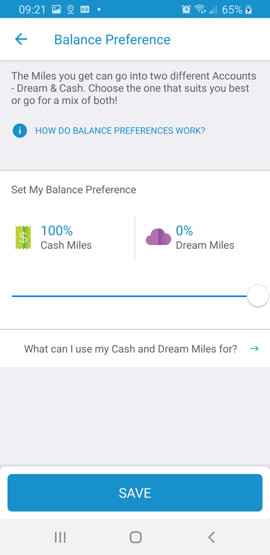AIR MILES app earning preferences