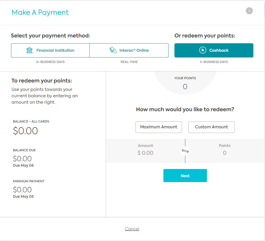 Redeem Brim points for a statement credit