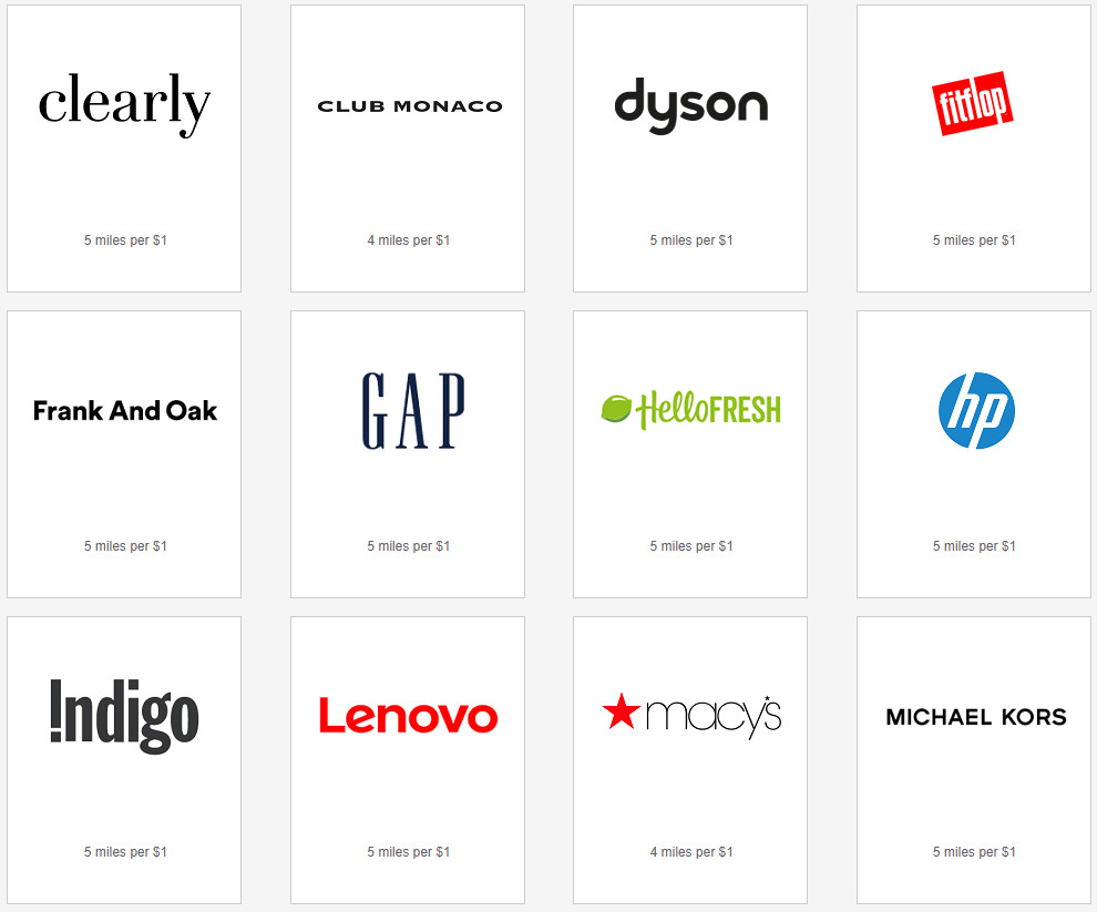 Aeroplan eStore back to school example retailers