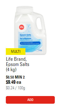 Life Brand Epsom Salts at Loblaws