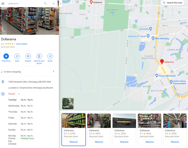 Dollarama Winnipeg Store Hours Information