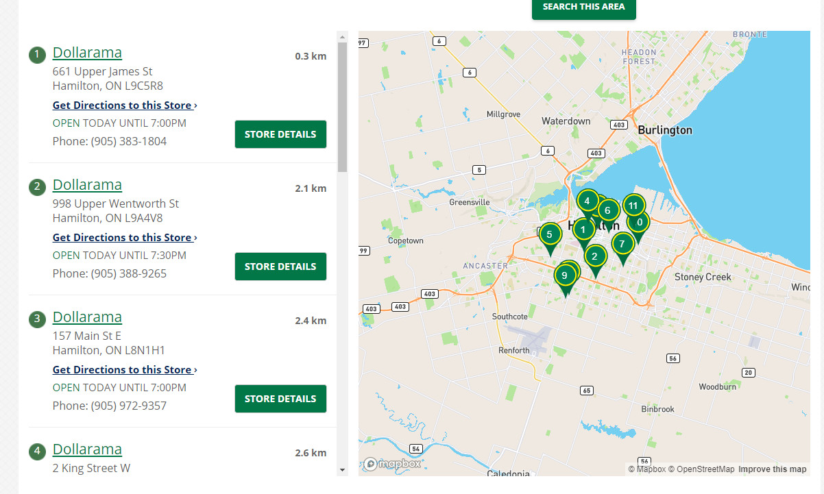 Dollarama Hamilton Ontario Store Locator
