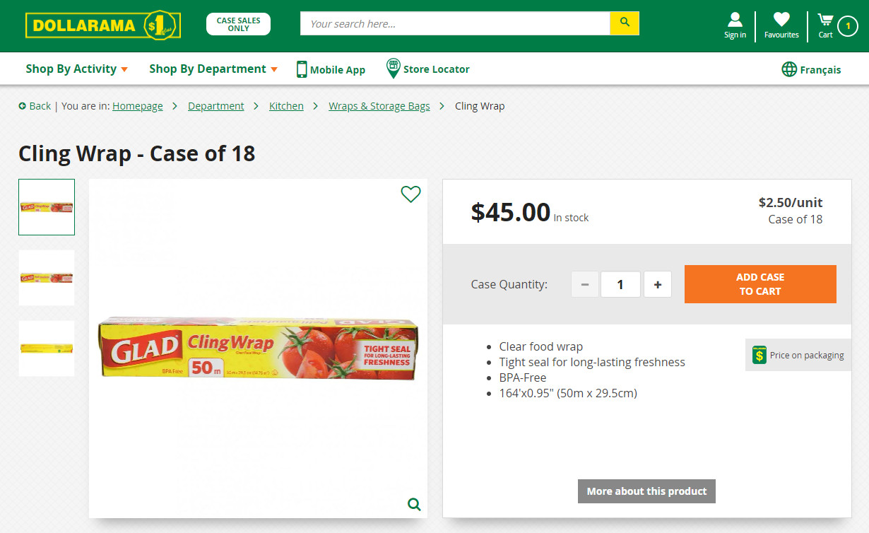 An Example of Online Shopping at Dollarama