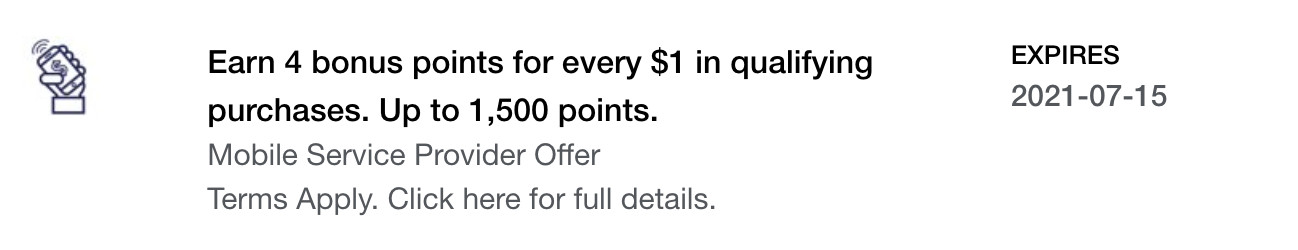 AMEX Offer to Earn Bonus Points on Paying Mobile Phone Bill