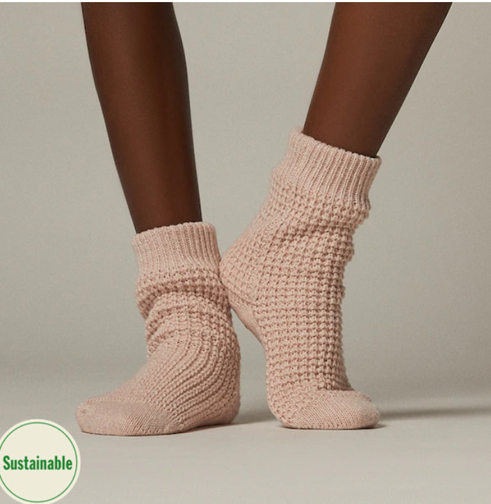 Blush Waffle Knit Reading Socks