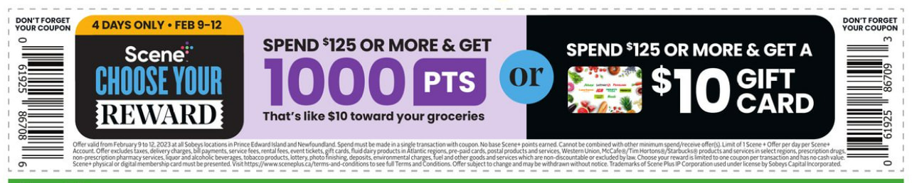 Example of Sobeys choose your reward offer