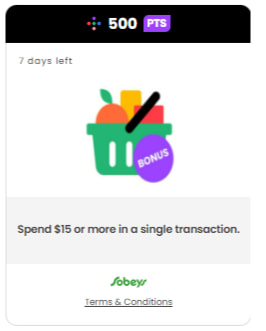 Example of Sobeys Scene lump sum offer