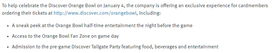 Discover Orange Bowl Promotion