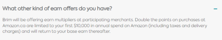 Details on Brim Mastercard earnings with Amazon