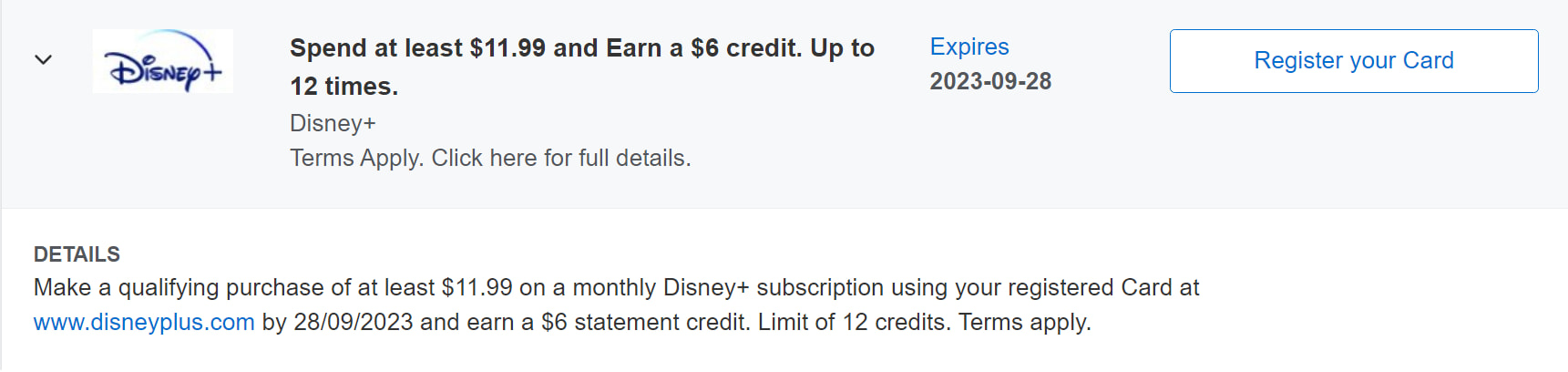 American Express Disney+ half price offer