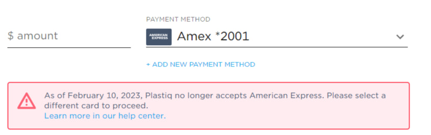 Plastiq payment with an American Express card