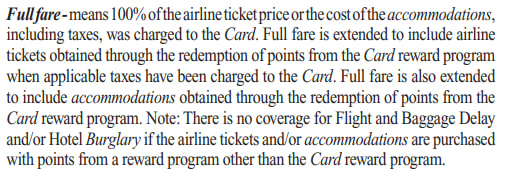 Amex flight delay insurance full fare definition