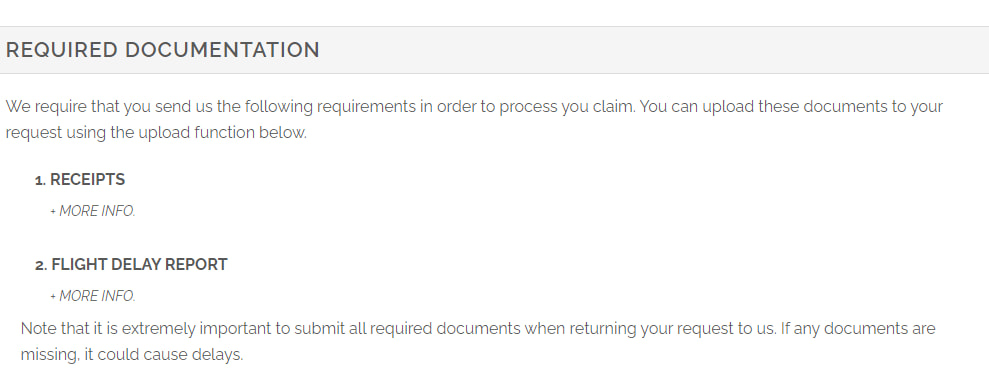Document requirements for Amex flight delay insurance