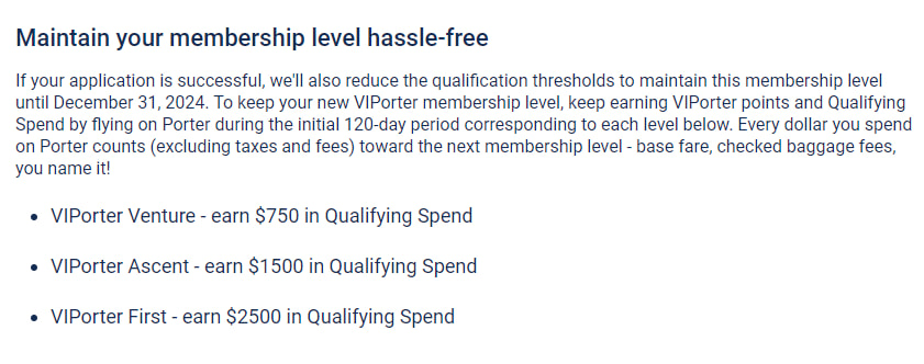 Porter Airlines WestJet Rewards maintain status match