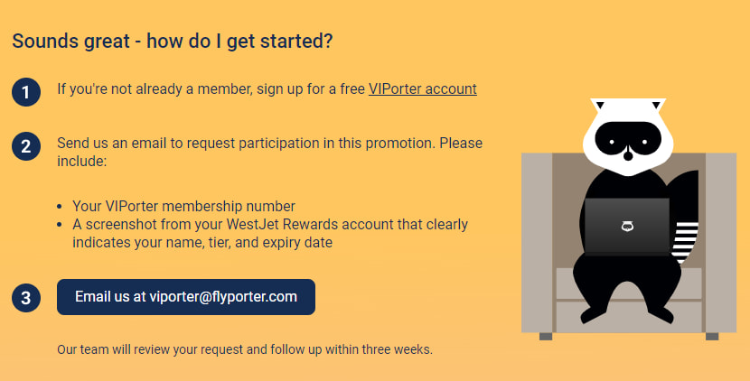 Porter Airlines WestJet Rewards status match process