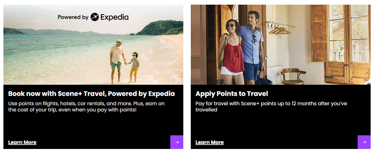 Scene+ redemption options for travel