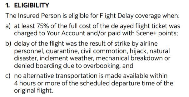 Criteria to claim flight delay with the Scotia Passport Visa Infinite