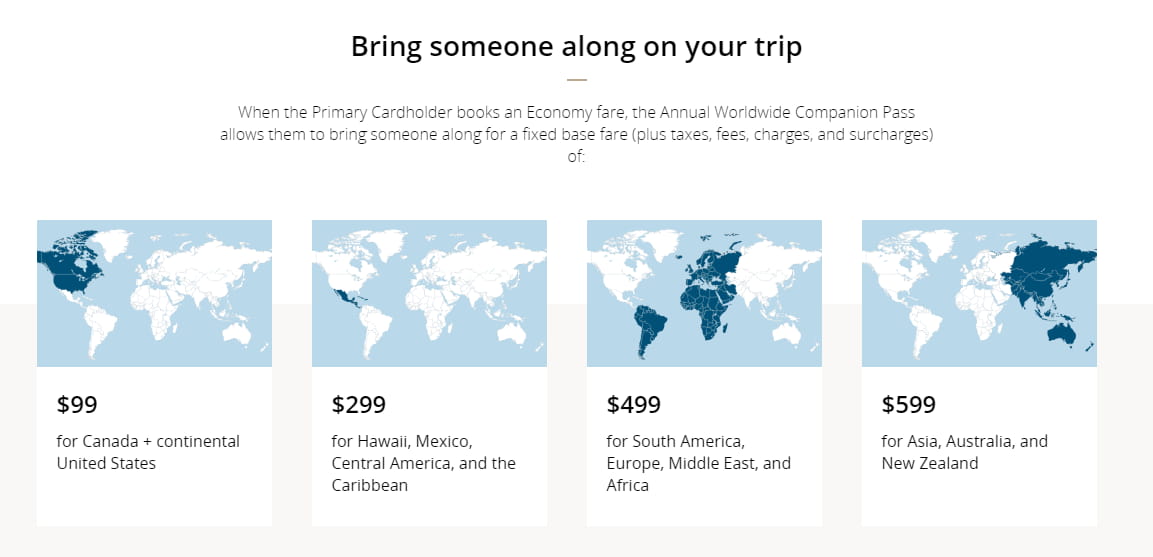 Costs to use the Air Canada Companion Pass