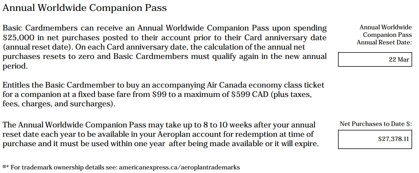 Earning a Aeroplan Companion pass
