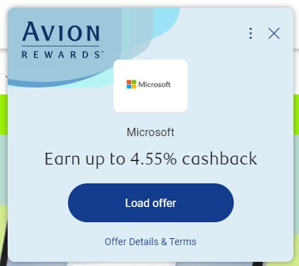RBC Avion Rewards offer for Microsoft