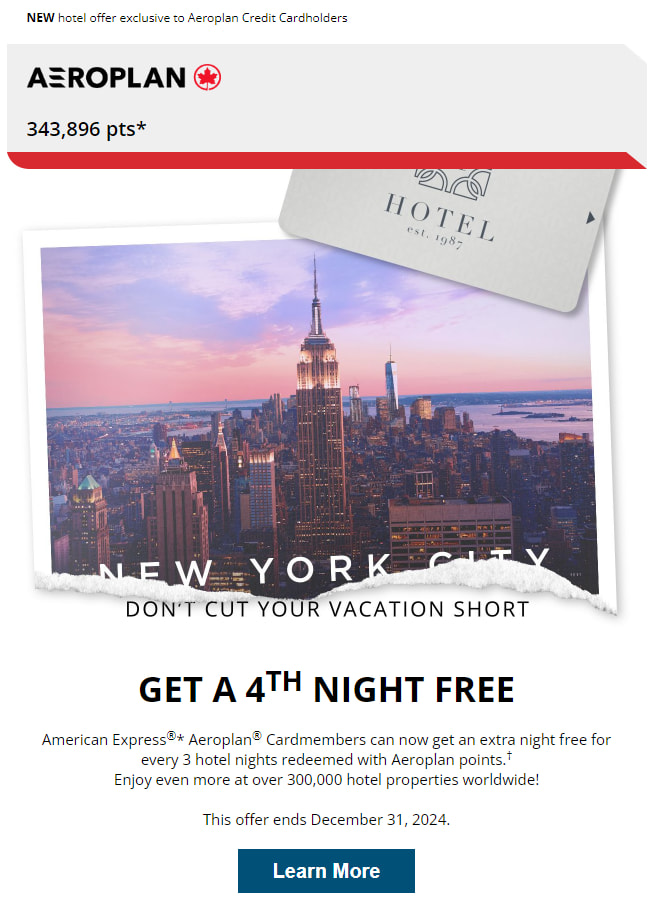 Aeroplan offer to save on hotels