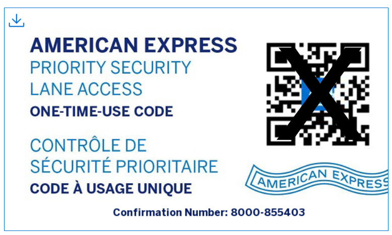 QR code for priority security at YYZ with an Amex card