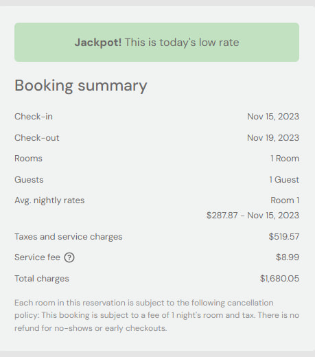 Holiday Inn cost for booking in New York