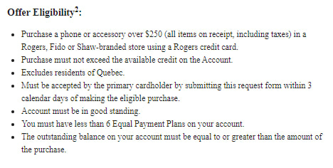 Eligibility criteria for Rogers Mastercard financing