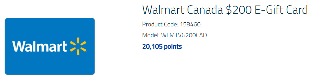 Walmart gift card redemption for MBNA Rewards
