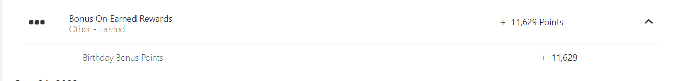 MBNA Rewards World Elite Mastercard birthday bonus points