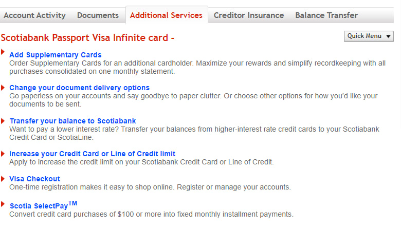 Setting up Scotiabank credit card installment plan