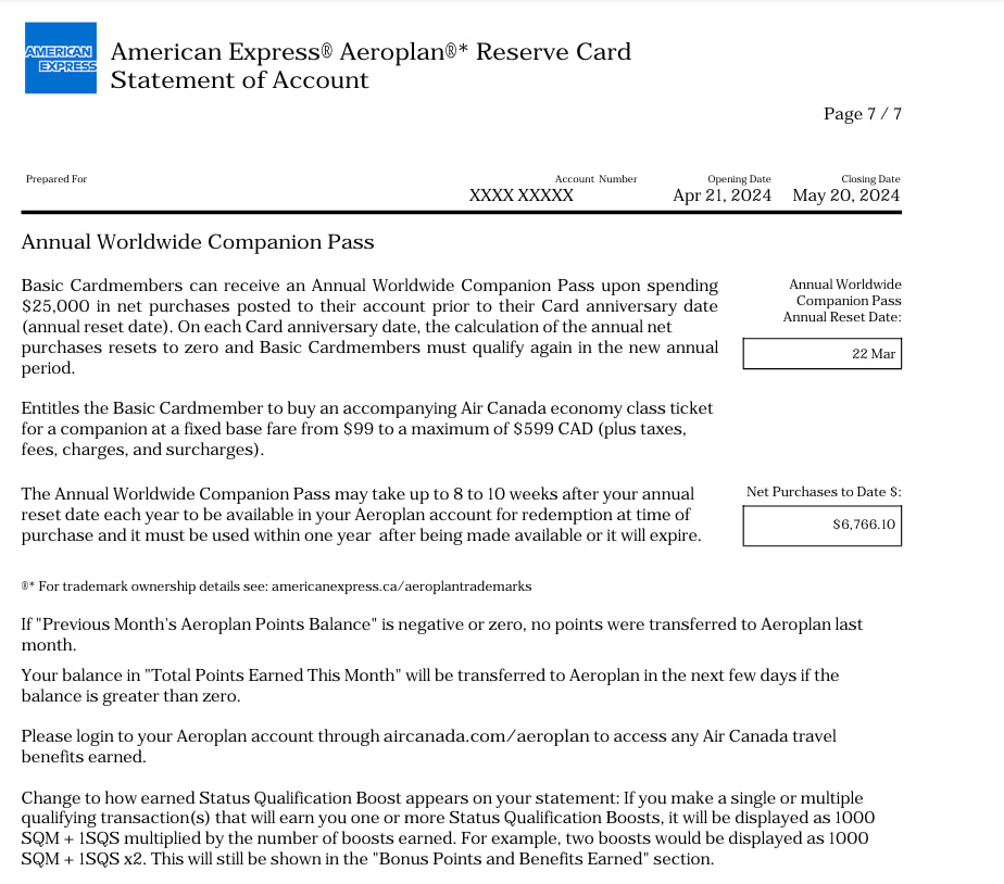 Earning the Amex Aeroplan Reserve Companion Pass