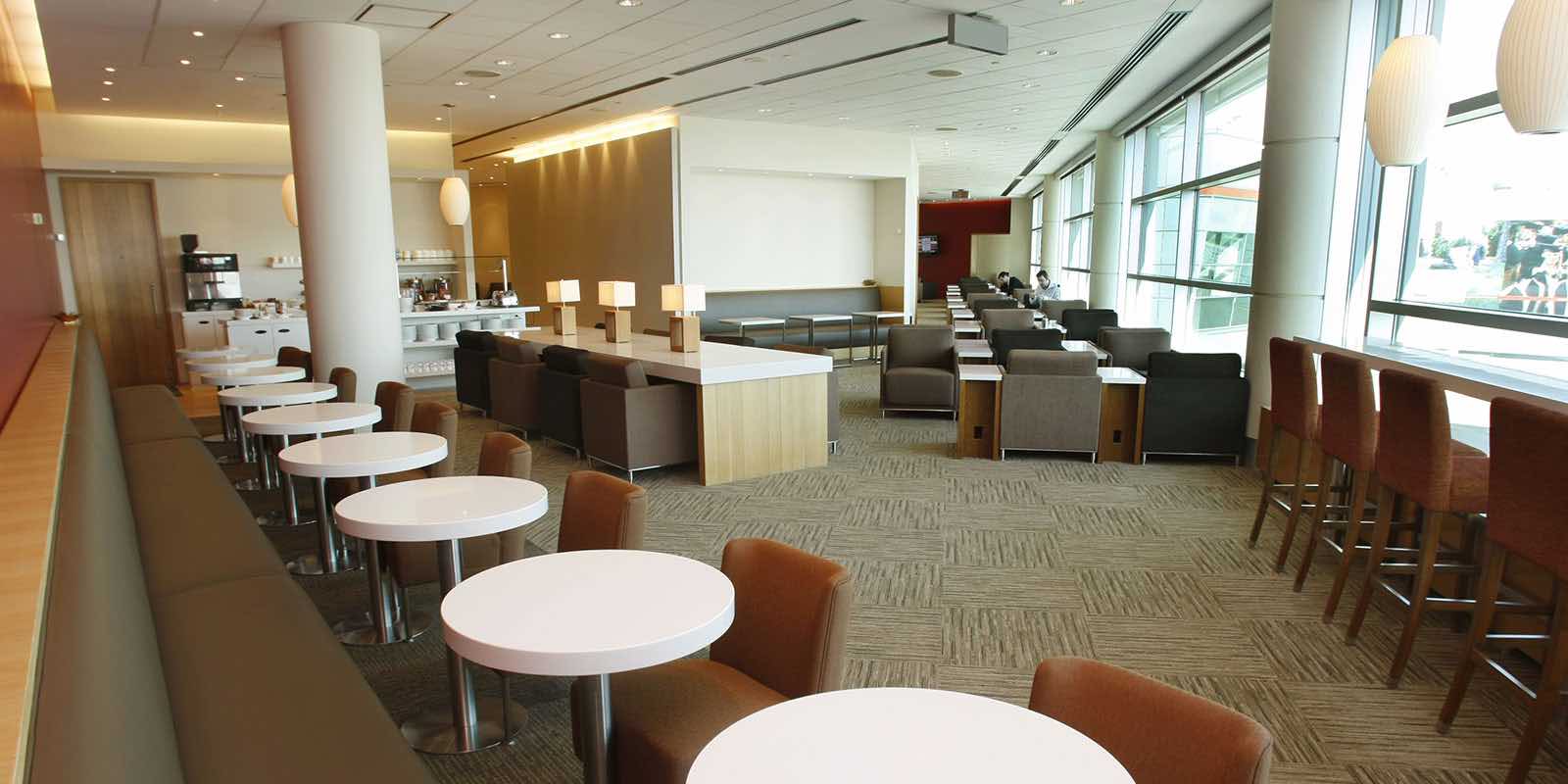 Multiple areas to sit and relax in the Domestic Plaza Premium Lounge in Toronto Pearson Terminal 3.