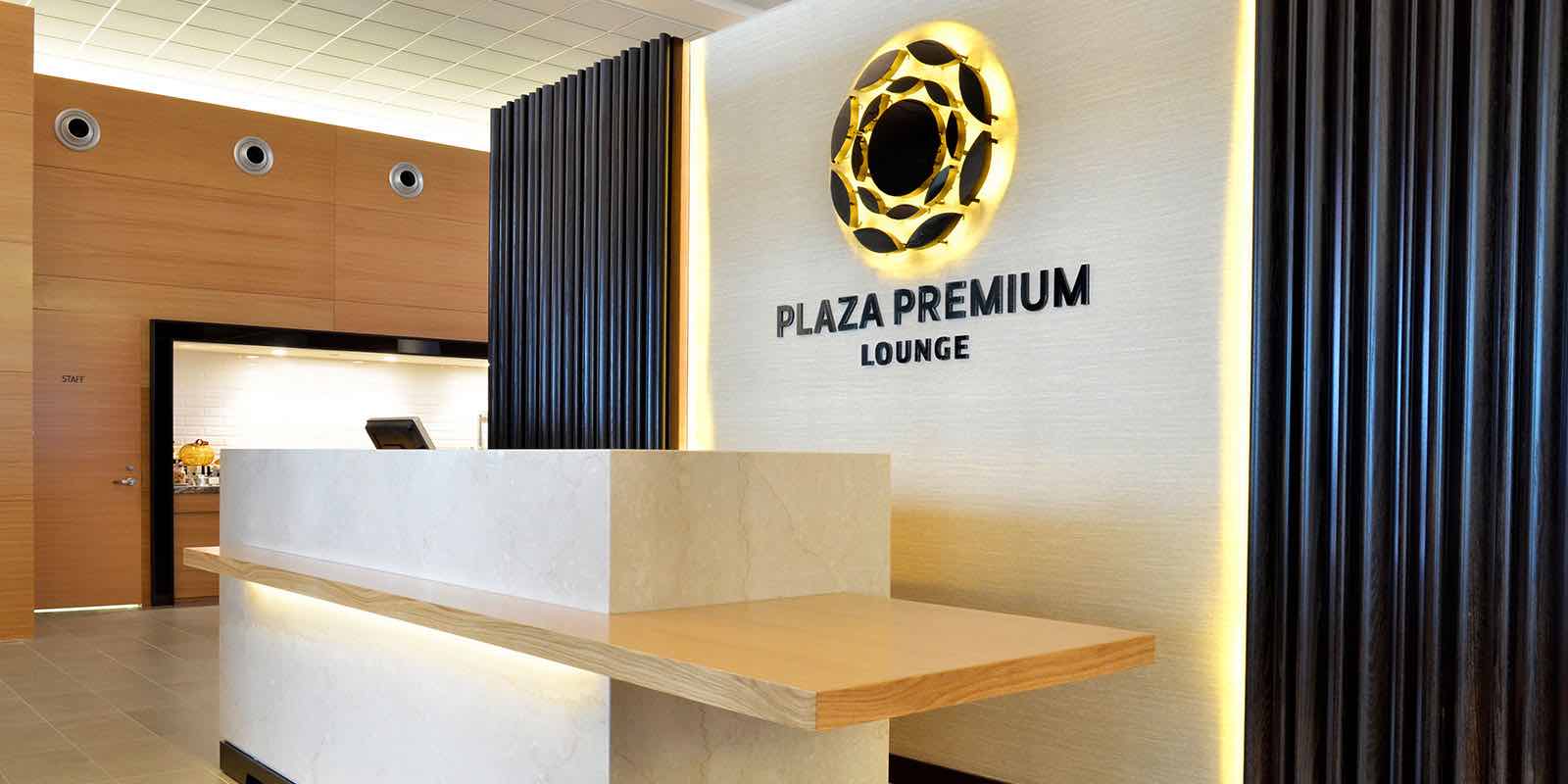 The entry area of the Plaza Premium Lounge in Winnipeg.