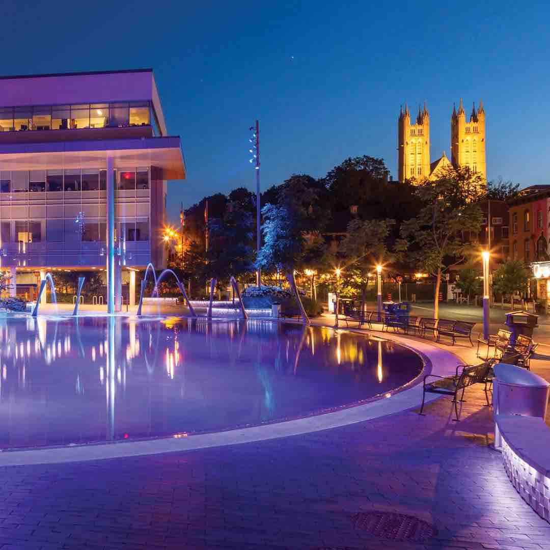 Downtown Guelph in the evening