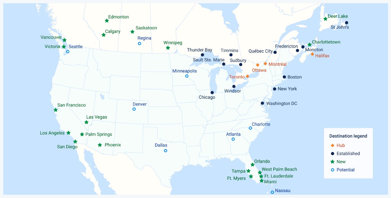 Map of Porter's planned routes for the future