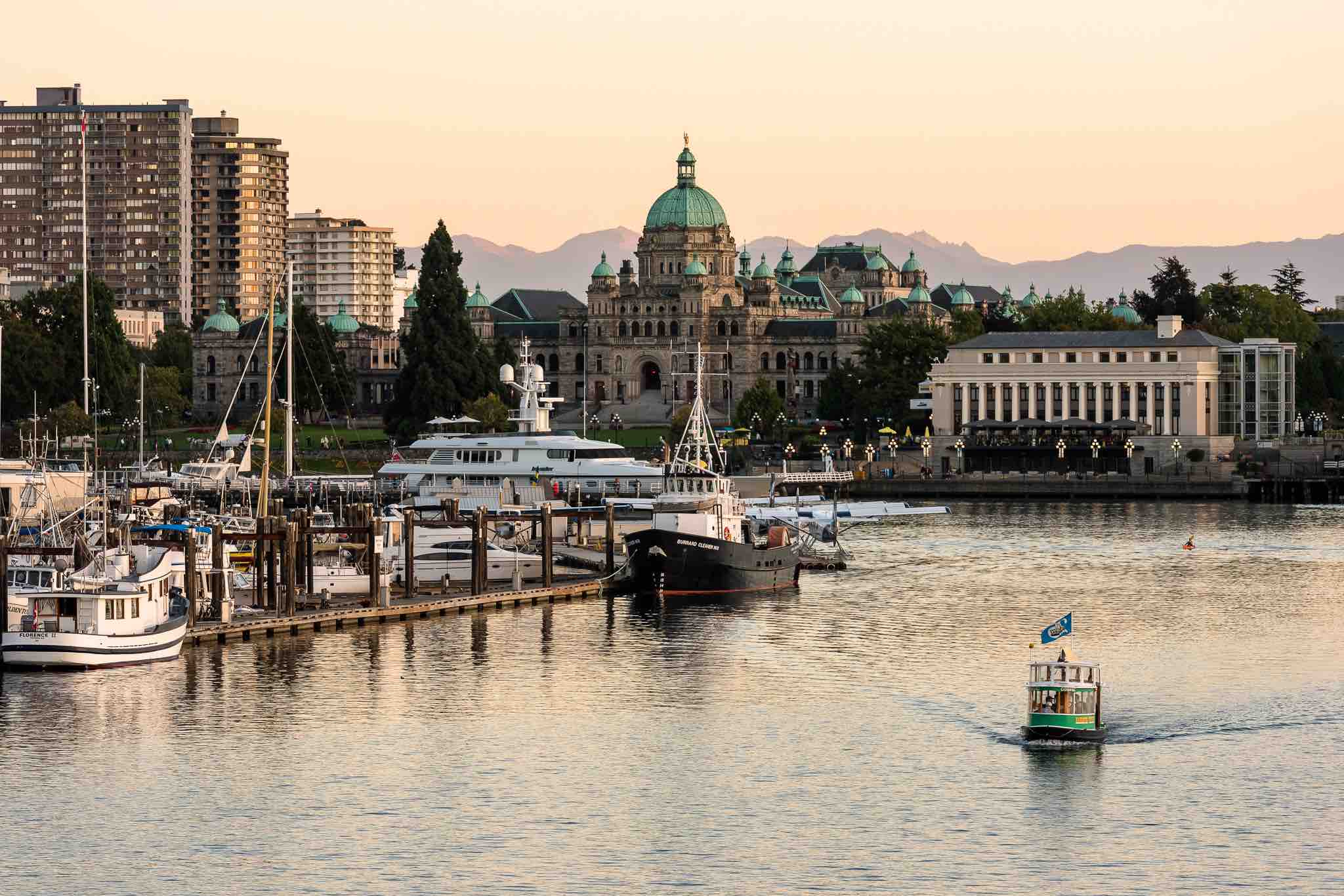 Victoria's Inner Harbour marina with the Parliament Buildings in the background