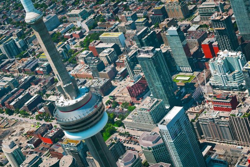 An aerial view of Toronto, Ontario