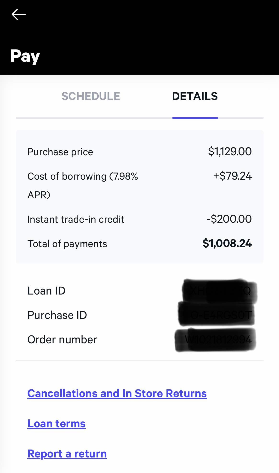 Affirm payment plan details