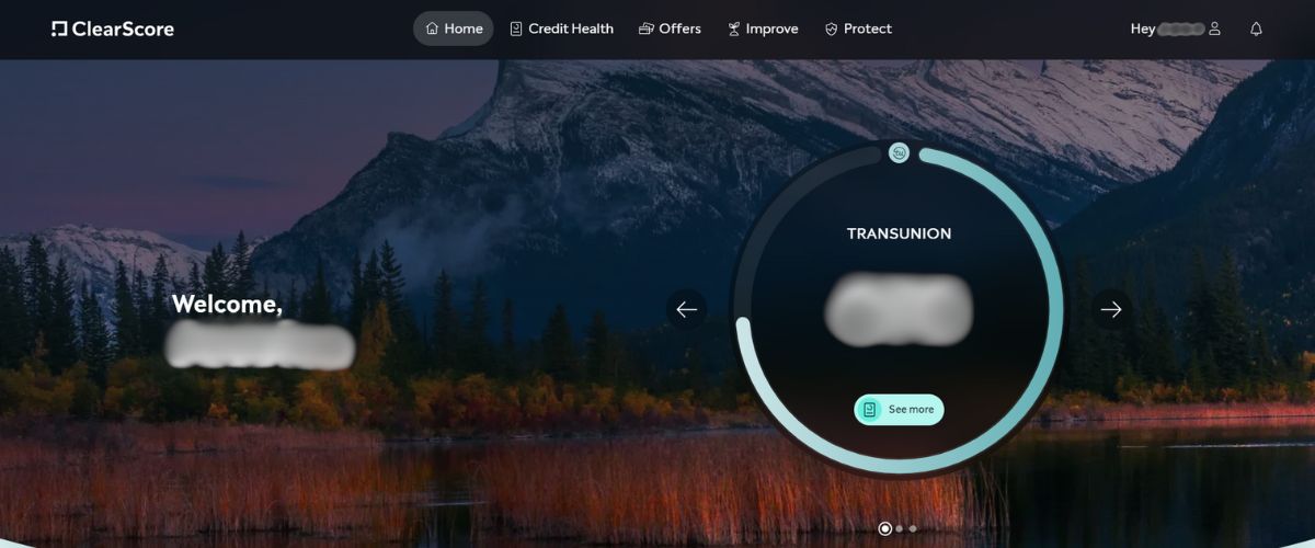 Sample free credit score from ClearScore