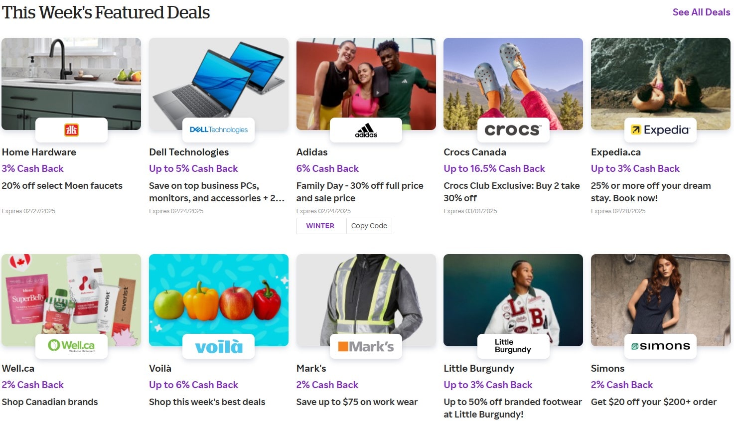 Homepage offers on the Rakuten Canada website