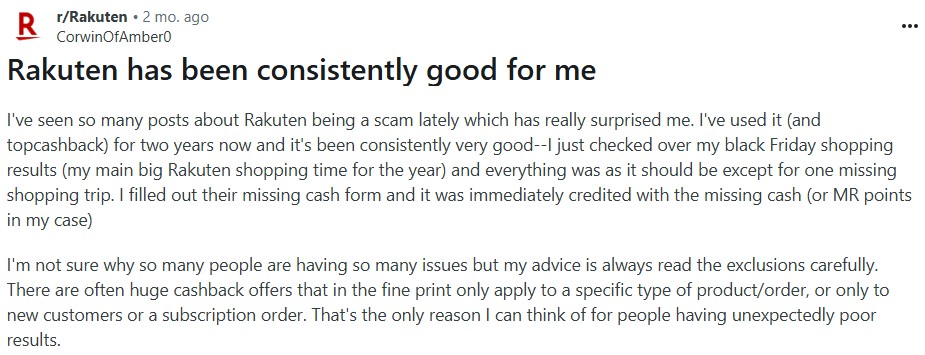 Reddit comments from a Rakuten Canada user