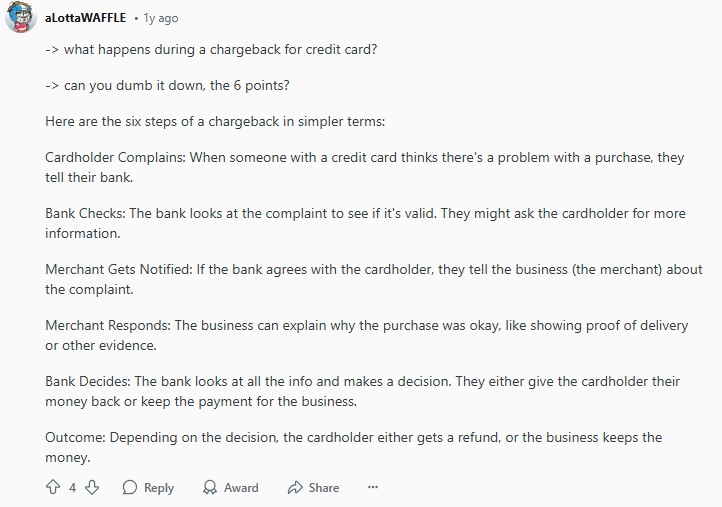 Redditor explains chargeback process