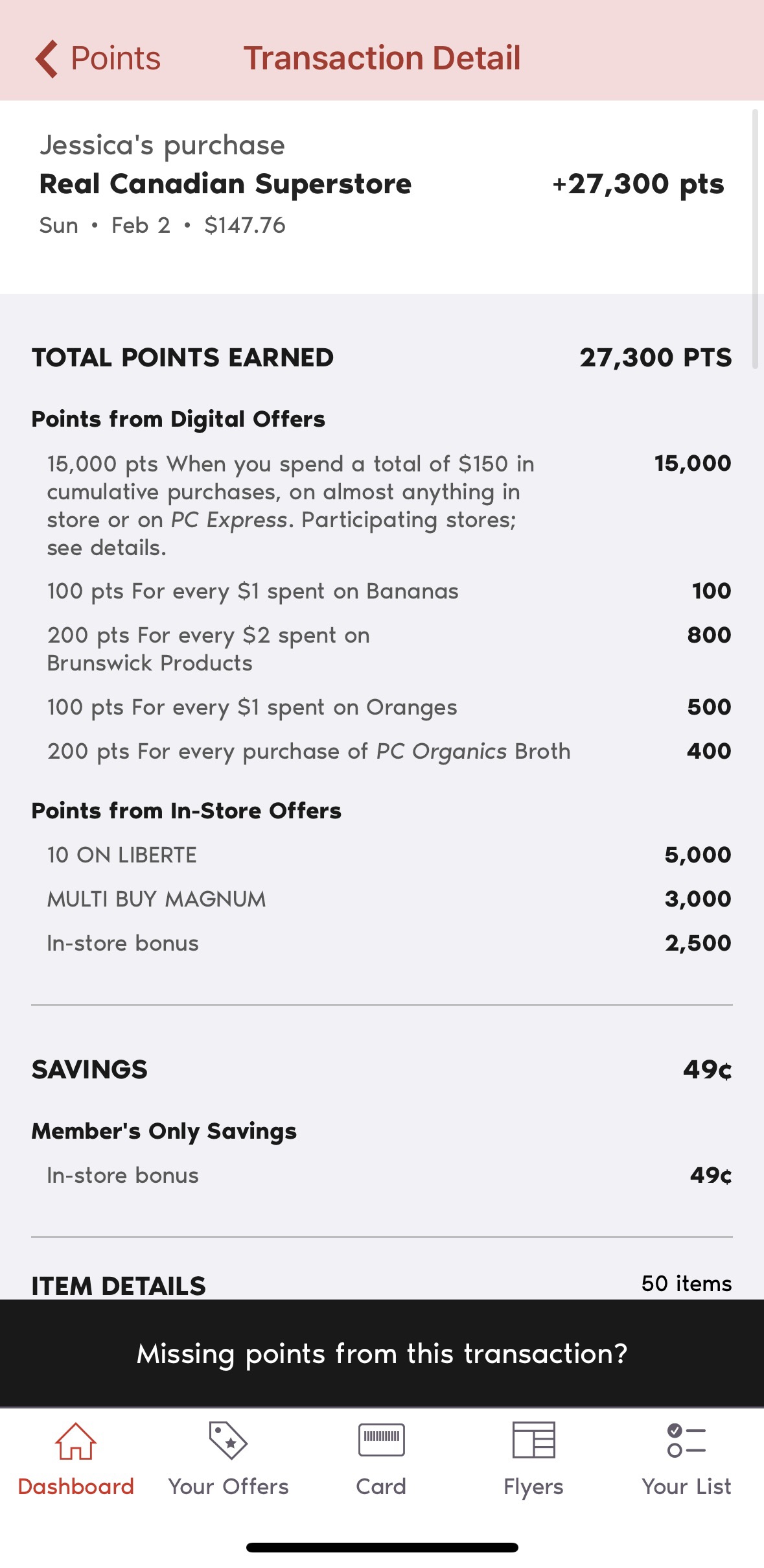 Our editor recently earned over 27,000 points on a $150 grocery bill