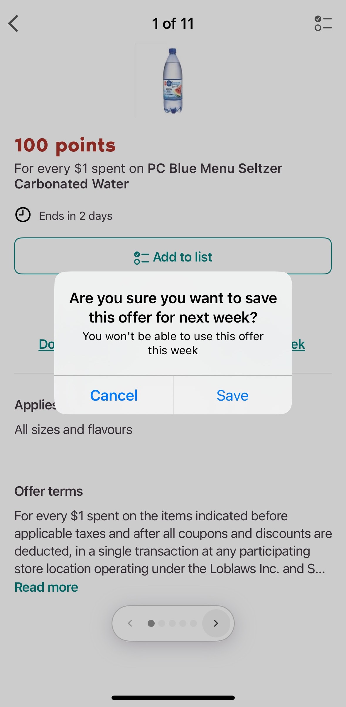 Save offers for next week in the PC Optimum app